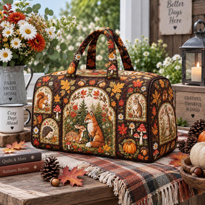 Personalized Woodland Travel Bag, Wildlife Duffle Bag, Custom Name Carryall, Nature Lover Gift, Rustic Autumn Keepsake, Holiday Gift 2026