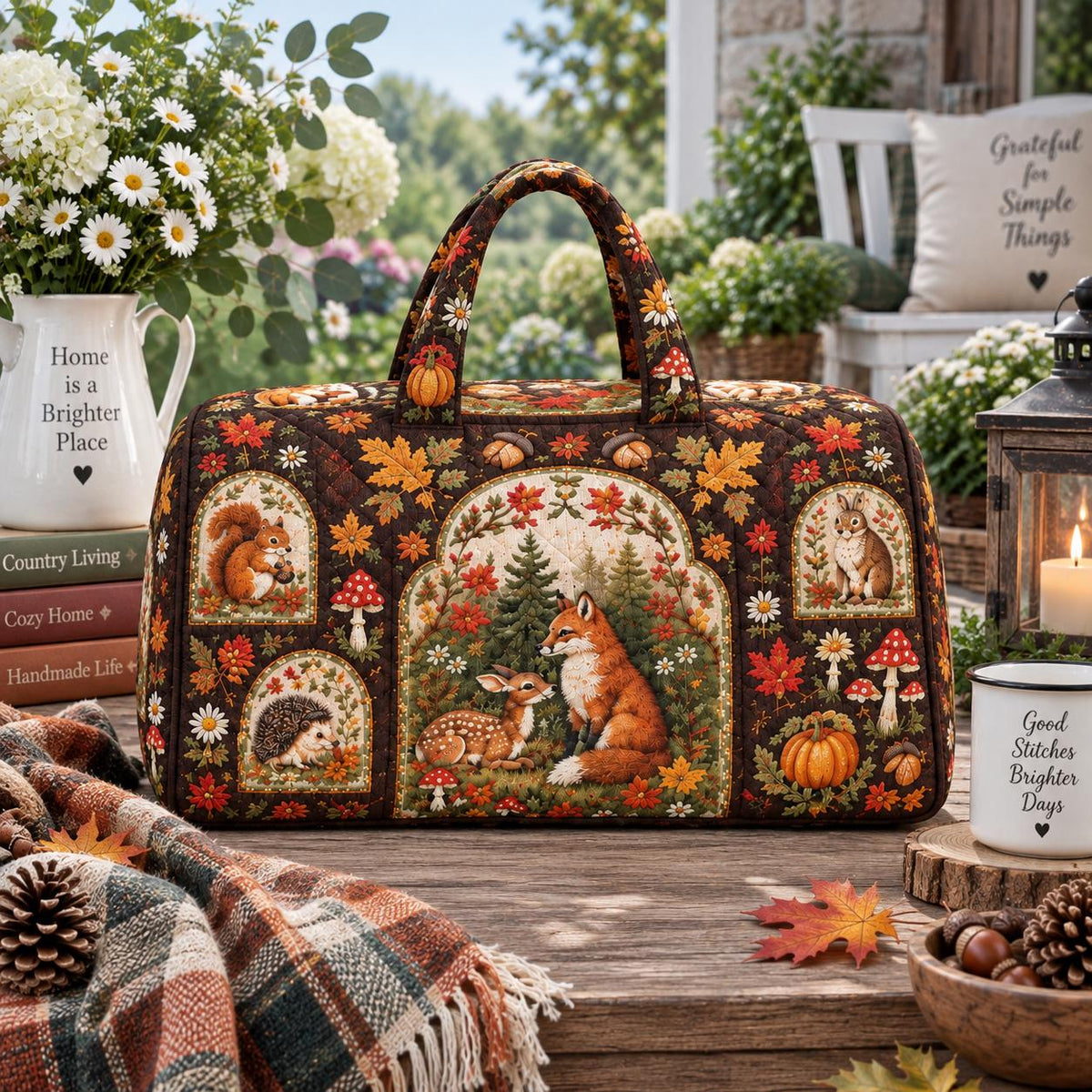 Personalized Woodland Travel Bag, Wildlife Duffle Bag, Custom Name Carryall, Nature Lover Gift, Rustic Autumn Keepsake, Holiday Gift 2026