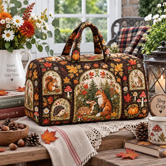 Personalized Woodland Travel Bag, Wildlife Duffle Bag, Custom Name Carryall, Nature Lover Gift, Rustic Autumn Keepsake, Holiday Gift 2026