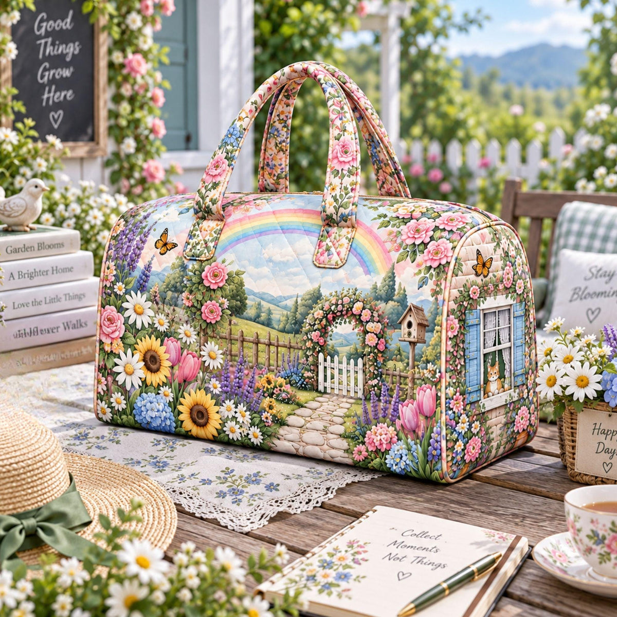 Personalized Horse Floral Travel Bag, Equestrian Duffle Bag, Custom Name Carryall, Garden Horse Lover, Country Travel Bag, Gift 2026