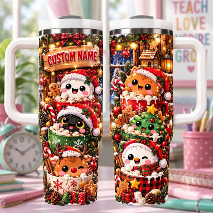 Personalized Dumpling Tumbler 40oz, Custom Name Christmas Tumbler, Cute Kawaii Squishy Cup, Christmas Gift For Her