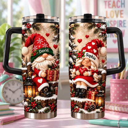 Personalized Christmas Gnome Couple 40oz Tumbler Christmas Tumbler For Naughty Couples, Gnome Lover Gift, Holiday Cup