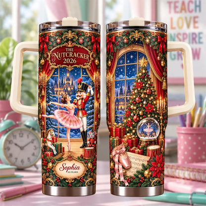Personalized Nutcracker Christmas Tumbler 40oz, Custom Name Cup, Ballet Christmas Tumbler, Nutcracker Gift, Holiday Gift