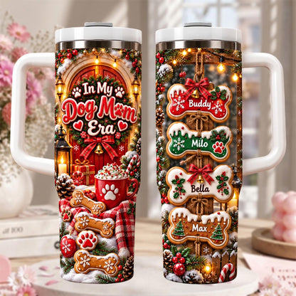 Personalized Dog Mom Tumbler 40oz, Custom Dog Name Cup, Christmas Dog Mom Tumbler, Cute Pet Lover Gift For Women