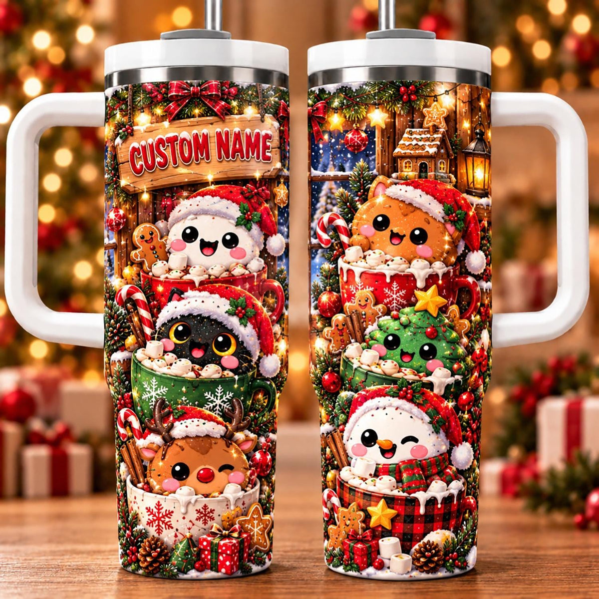 Personalized Dumpling Tumbler 40oz, Custom Name Christmas Tumbler, Cute Kawaii Squishy Cup, Christmas Gift For Her