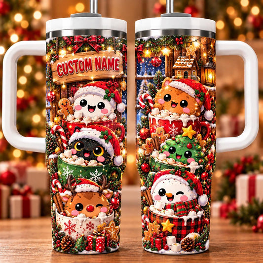 Personalized Dumpling Tumbler 40oz, Custom Name Christmas Tumbler, Cute Kawaii Squishy Cup, Christmas Gift For Her