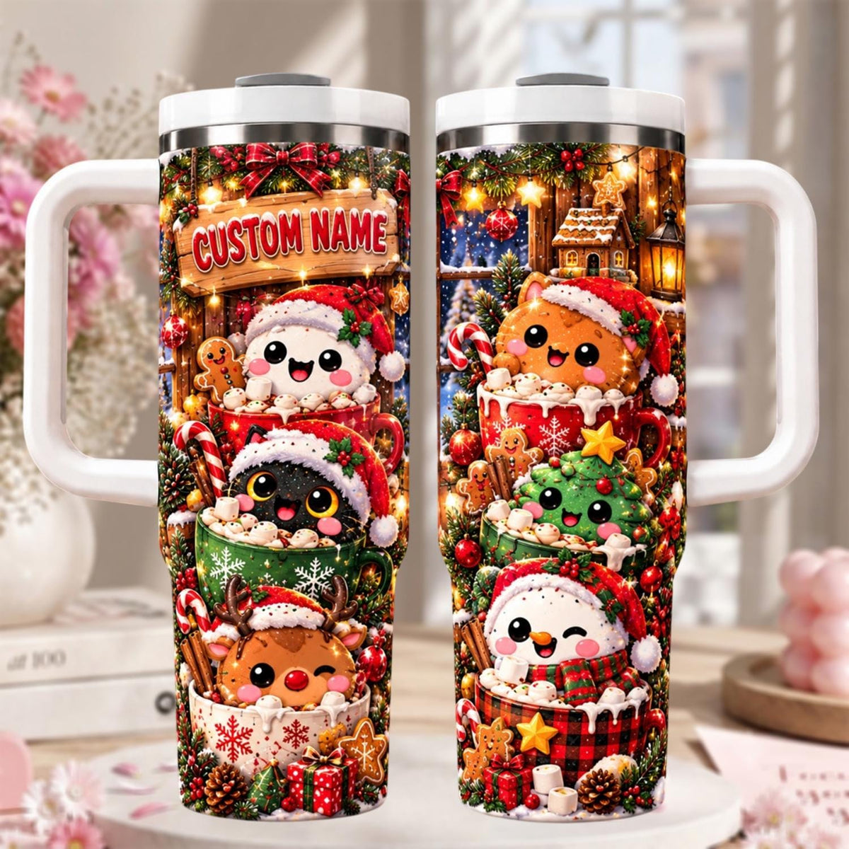 Personalized Dumpling Tumbler 40oz, Custom Name Christmas Tumbler, Cute Kawaii Squishy Cup, Christmas Gift For Her